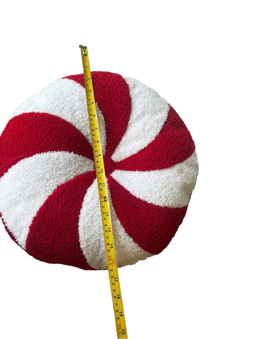 Red White Peppermint Swirl Christmas Pillow 16 Inch